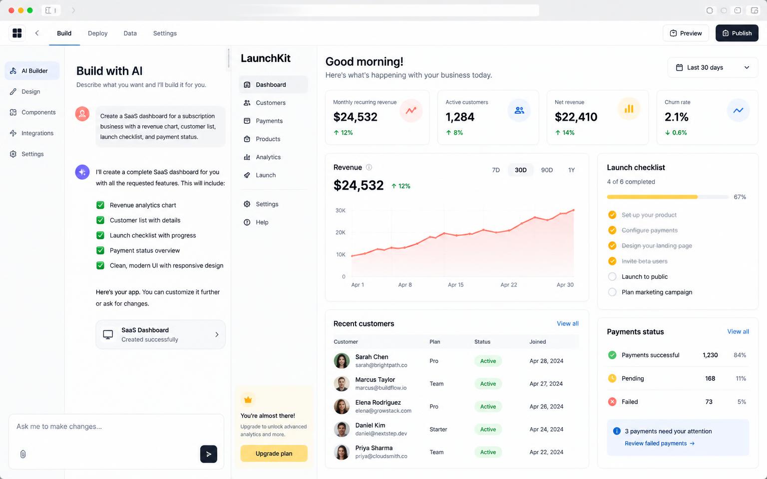 From one-pager to a real business. — product preview